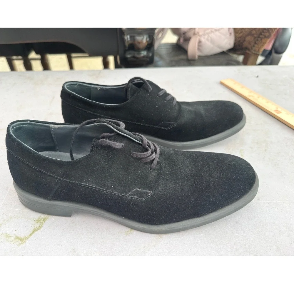 Calvin Klein Mens Shoes Size 10.5 Black Suede Lace Up‎ Casual Dress Sneakers
